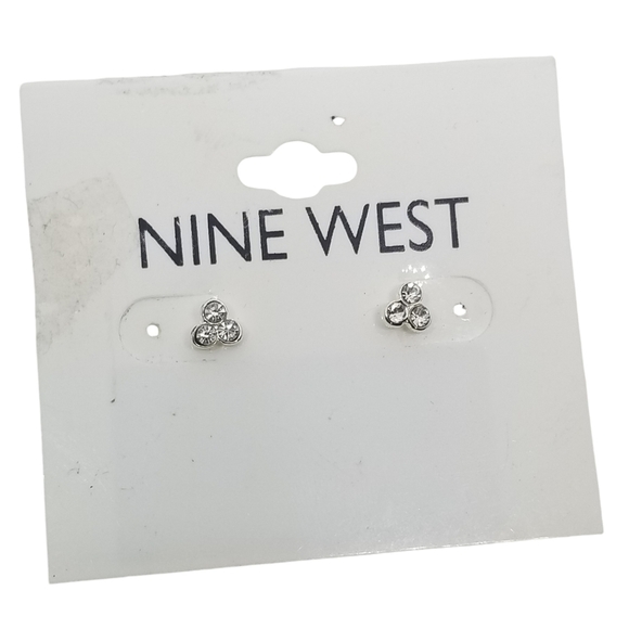 NINE WEST CRYSTAL STUD COLLECTION THREE PAIR BUNDLE EARRINGS - Picture 6 of 7